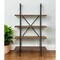 Homeroots 79" Black And Brown Metal and Solid Wood Four Tier Step Bookcase 475906 - alternate 4