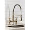 Kingston Brass Double-Handle Deck-Mount Pre-Rinse Bridge Kitchen Faucet, Antique Brass GS1273BEX - alternate 4