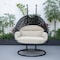 Leisuremod Mendoza Charcoal Wicker Hanging 2 person Egg Swing Chair with Taupe Cushions MSCCH-53TP - alternate 7