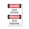 Signmission Safety Sign, OSHA Danger, 14" Height, High Voltage Bilingual, D-1014-VI-1327 OS-DS-D-1014-VI-1327 - alternate 1