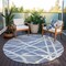 Homeroots 8' Denim Blue And Ivory Round Geometric Washable Indoor Outdoor Area Rug 600440 - alternate 5