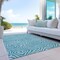 Homeroots 10' X 14' Teal Blue And Ivory Abstract Washable Indoor Outdoor Area Rug 599021 - alternate 5