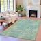 Homeroots 8' X 10' Teal Blue And Beige Abstract Washable Indoor Outdoor Area Rug 630546 - alternate 6