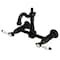 Kingston Brass Two-Handle Wall Mount Bridge Kitchen Faucet, Matte Black KS2440BPL - alternate 1