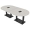 Skutchi Designs Racetrack Conference Table With Power Unit, 48 in W, 96 in L, Ivory HAR-RAC-48X96-DOU.BK-K458-EBLK - alternate 1