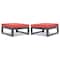 Leisuremod Chelsea Outdoor Patio Black Aluminum Ottomans With Red Cushions CSO30R2 - alternate 1