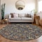 Homeroots 8' Navy Blue Brown And Red Round Floral Washable Indoor Outdoor Area Rug 603427 - alternate 6