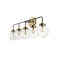 Jonathan Y Caleb 38" 5-Light Contemporary Transitional Iron/Glass LED Vanity Light, Brass Gold/Black JYL9555A - alternate 8