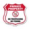 Signmission Private Property Shield Sign No Trespass, 12 inch X 12 inch, Aluminum Metal Sign, 2PK SHI-A-2PACK-12-447 - alternate 1