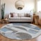 Homeroots 8' Blue And Gray Round Geometric Washable Indoor Outdoor Area Rug 618012 - alternate 5