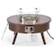 Leisuremod Walbrooke Outdoor Patio Aluminum Round Slats Design Fire Pit Side Table, Lid & Fire Glass, Brown WBRS-29-GL - alternate 7