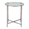 Homeroots 22" Clear and Silver Glass and Distressed Steel Round End Table 632661 - alternate 6