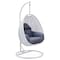 Leisuremod White Wicker Hanging Egg Swing Chair with Charcoal Blue Cushions ESCW-40CBU - alternate 1