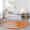 Homeroots 8' Round Orange Round Abstract Washable Non Skid Indoor Outdoor Area Rug 559753 - alternate 3