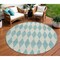 Homeroots 8' Teal Blue And Ivory Round Geometric Washable Indoor Outdoor Area Rug 577129 - alternate 5