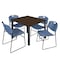 Regency Square Kee Breakroom Table W/ 4 Zeng Stack Chairs, 48 in W, 48 in L, Neo Walnut TB4848NWBPBK44BE - alternate 1