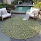 Homeroots 8' Olive Green And Light Green Round Abstract Washable Indoor Outdoor Area Rug 598988 - alternate 6