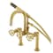 Kingston Brass 7" Center Deck-Mount Clawfoot Tub Faucet with Knurled Handle and Hand Shower, Brushed Brass AE8407RKX - alternate 1