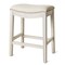 Homeroots 26" Bone and Antiqued White Fabric and Solid Wood Backless Counter Height Bar Chair 632361 - alternate 3
