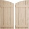Ekena Millwork Pecky Cypress 4 Board Joined Board-n-Batten w/Elliptical Top Faux Wood Shutters, 22"W x 30"H SHUBJL22X30PCPR - alternate 1