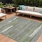 Homeroots 8' X 10' Olive Green Ivory And Blue Striped Washable Indoor Outdoor Area Rug 616673 - alternate 1