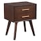 Homeroots 25" Solid Wood and Wood Two Drawer Nightstand 399256 - alternate 1