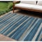 Homeroots 9' X 12' Denim Blue And Gray Striped Washable Indoor Outdoor Area Rug 597323 - alternate 1