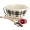 Martha Stewart 3 Piece Holiday Plaid Stoneware 3.4qt Batter Bowl Set with Silicone Spatulas in White 140241.03 - alternate 1