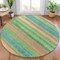 Homeroots 8' Artichoke Green Peach And Teal Blue Round Striped Washable Indoor Outdoor Area Rug 631193 - alternate 6