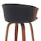 Armen Living Diana 30in Swivel Walnut Wood Bar Stool in Black Faux Leather LCDIBAWABLK30 - alternate 5