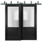 Sartodoors Sliding Closet Barn Bypass Doors 48 x 96 inches, Lucia 22 Matte Black with Rain Glass, Sturdy 6.6f LUCIA22BBB-BLK-4896 - alternate 1