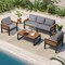 Homeroots Three Piece Outdoor Gray Metal Sofa Seating Group with Gray Cushions 625703 - alternate 4