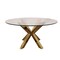 Homeroots 54" Clear and Gold Glass and Metal Cross Leg Base Round Top Dining Table 555133 - alternate 1