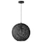 Jonathan Y Lacey 16 in. 1-Light Modern Bohemian Woven Paper Rope Round Globe LED Pendant, Black JYL1135B - alternate 8