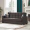 Homeroots 87" Brown Faux Leather Convertible Futon Sleeper Sofa And Toss Pillows With Storage 607089 - alternate 6