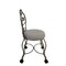 Homeroots 18in Cream and Silver Microfiber and Metal Upholstered Round Bench 733248 - alternate 6