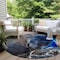 Homeroots 8' Blue Round Abstract Washable Indoor Outdoor Area Rug 559654 - alternate 5