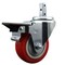 Service Caster 3.5'' Red Polyurethane Wheel Swivel 3/4'' Square Stem Caster with Brake SCC-SQ20S3514-PPUB-RED-PLB-34 - alternate 1