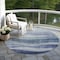 Homeroots 8' Light Blue And Dark Blue Round Abstract Washable Indoor Outdoor Area Rug 604967 - alternate 4