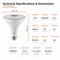 Euri Lighting PAR38 LED Bulbs, 12W, 1050 lm, 100W Eq., 3000K, E26, Dimmable, CEC/JA8/UL, 2PK EP38-12W5000cec-2 - alternate 3