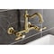 Kingston Brass Two-Handle Wall Mount Bridge Kitchen Faucet, Brushed Brass KS1267TAL - alternate 6
