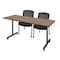 Regency Kobe T-Base Training Seminar Table W/ 2 Knight Mesh Chairs, 66 in W, 24 in L, Noble Oak MKTRCT6624NO56CBK - alternate 1