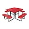Leisure Craft 46" Square Picnic Table, Perforated Metal, Portable, Red T46SQP-PERF-RED - alternate 1
