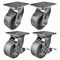 Hyw Products Heavy Duty Caster Set 4in Steel Wheels, 2 Swivel & 2 Swivel with Brake, 4PK 40-40S-A1-SS-2,40-40S-A1-SS-TB-2 - alternate 1