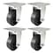 Hyw Products Heavy Duty Caster Set 5in Rubber on Cast Iron Wheels, 4 Rigid, 4PK 40-50R-A1-RC-4 - alternate 1