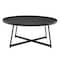 Homeroots 35" Black Wood And Metal Round Frame Coffee Table 370463 - alternate 2