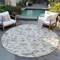 Homeroots 8' Ivory Brown And Green Round Floral Washable Indoor Outdoor Area Rug 597820 - alternate 7