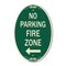 Signmission No Parking Fire Zone with Left Arrow, 12 Inch X 18 Inch Architectural Oval, Heavy Gauge Aluminum A-OV-G-1218-23618 - alternate 1