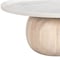 Homeroots 35" White and Natural Wood And Faux Marble Round Pedestal Coffee Table 565074 - alternate 7
