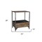 Homeroots 28" Brown And Dark Gray Steel and Solid Wood Distressed One Drawer Nightstand 565302 - alternate 4